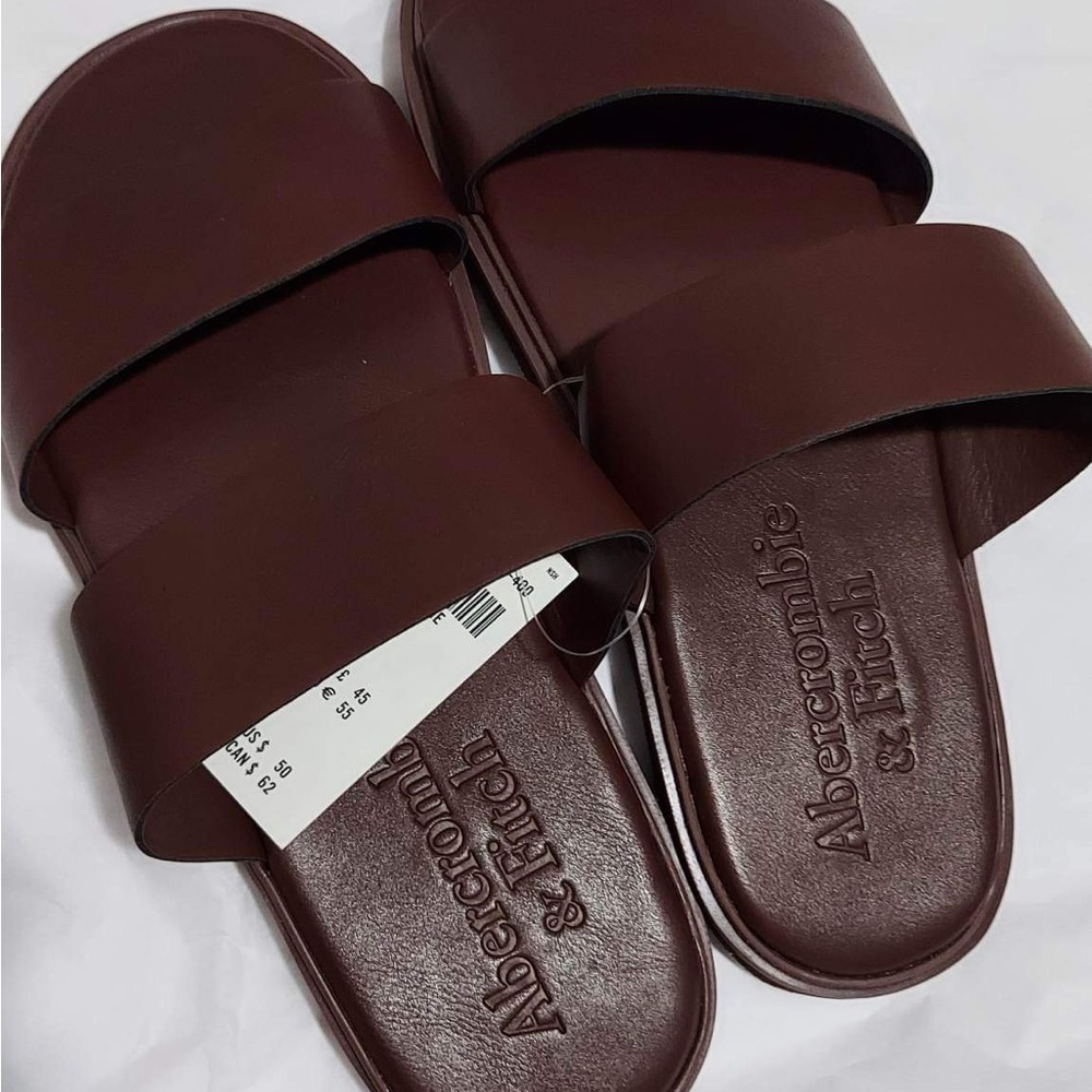 Abercrombie and Fitch Faux Leather Slides size Large NWT - Picture 7 of 10